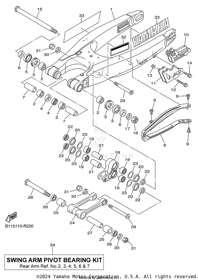 Rear Arm YZ450F 60TH ANNIVERS - YZ450FGY - 2016 Schematic