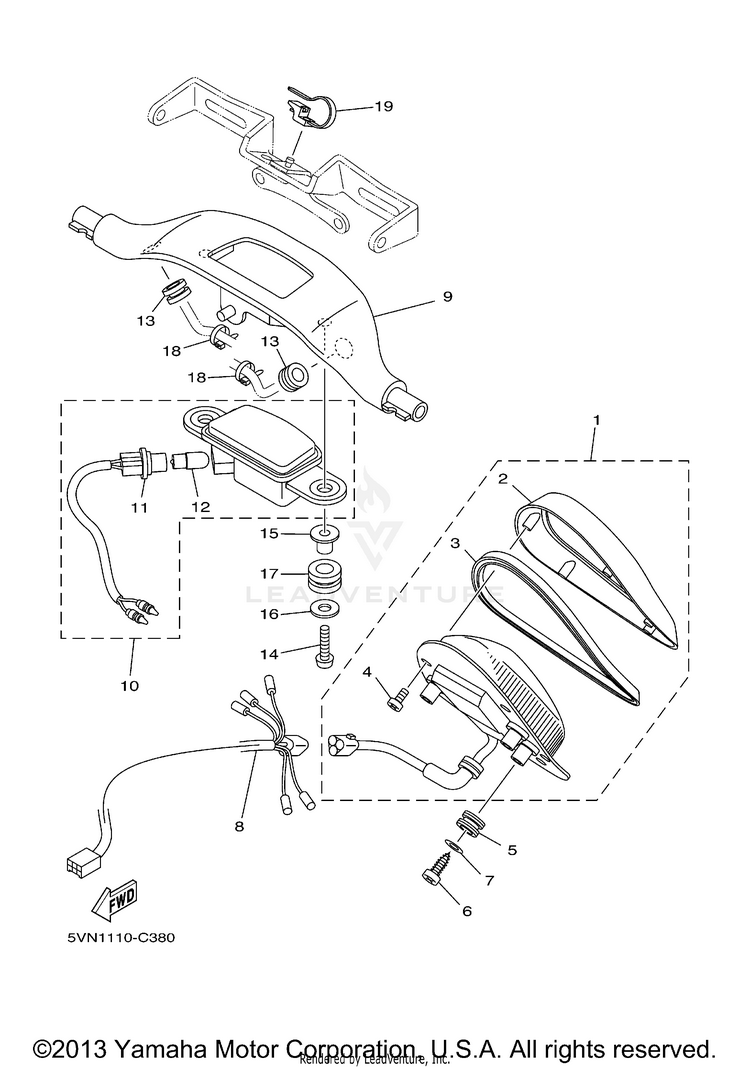 Taillight ROAD STAR CAST CA - XV17AWVC - 2006 Schematic
