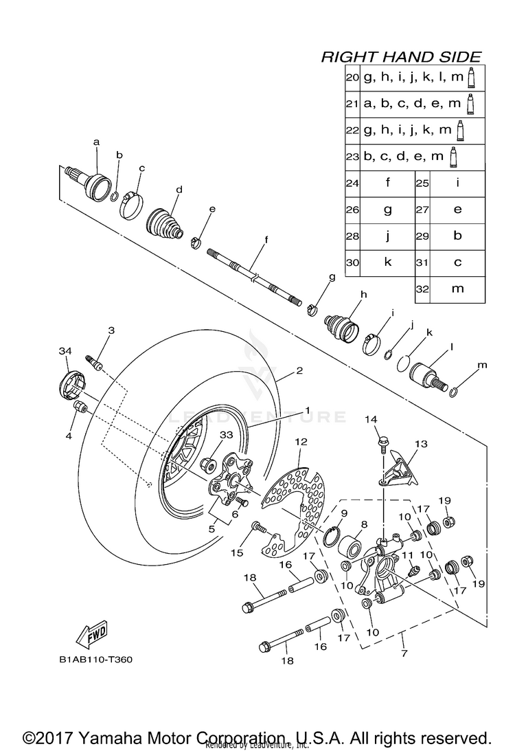 Rear Wheel 2 GRIZZLY EPS - YFM70GPAJL - 2018 Schematic