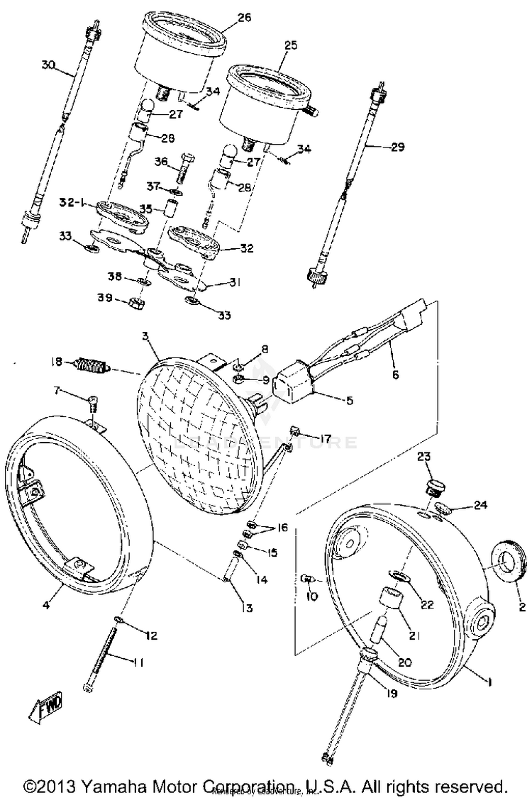 Head Lamp & Speedometer-Tachometer Schematic