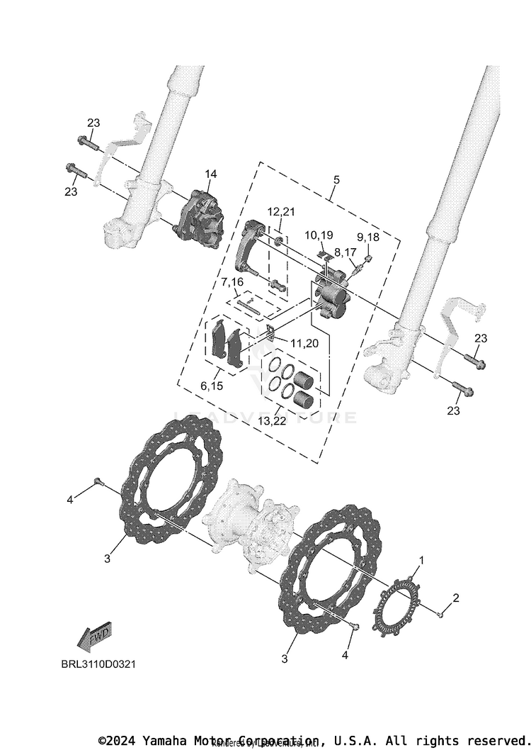 Front Brake Caliper TENERE 700 - XTZ7TCL - 2026 Schematic