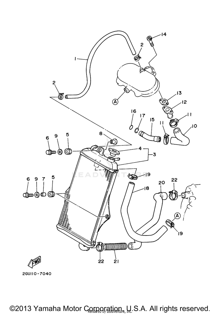 Radiator Hose BANSHEE - YFZ350R - 2003 Schematic