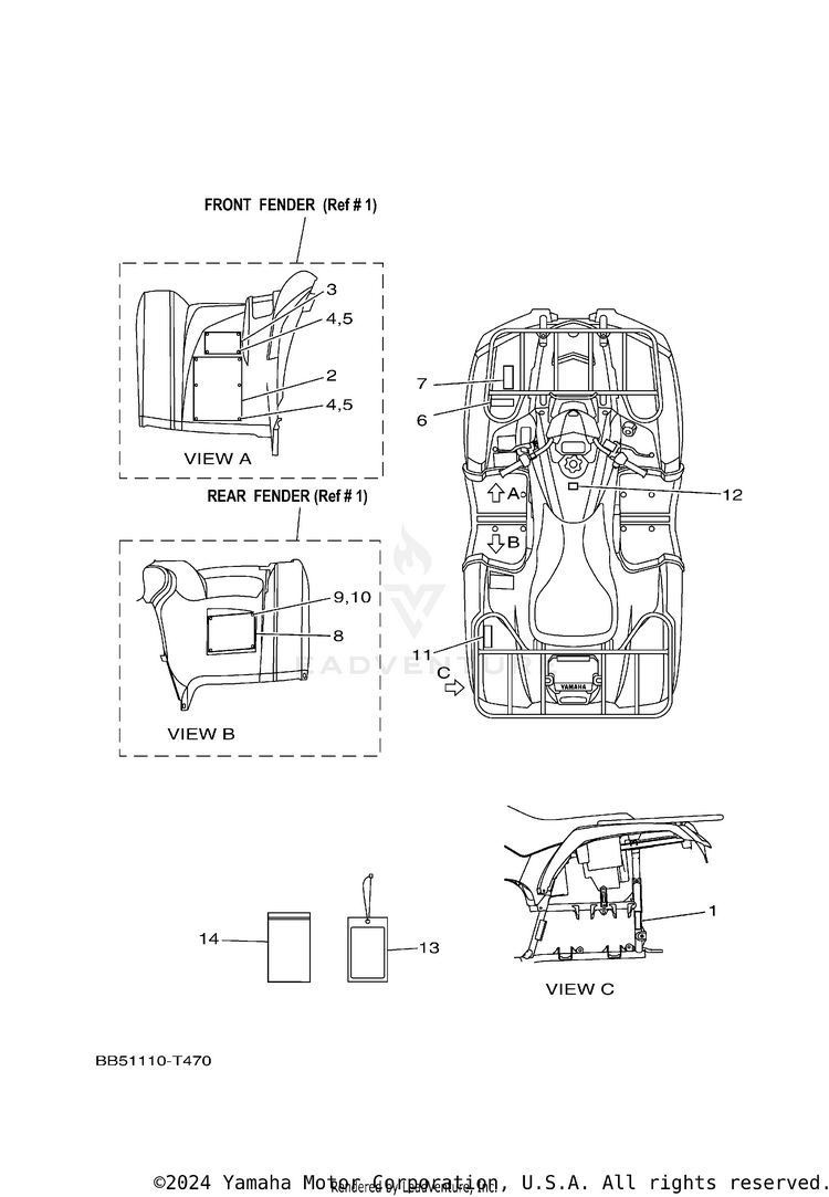 Emblem Label 1 KODIAK 450 EPS 4WD H - YFM45KPHJF - 2018 Schematic