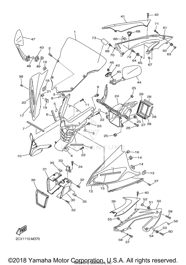 Cowling 1 YZFR6 - YZFR6DCG - 2013 Schematic