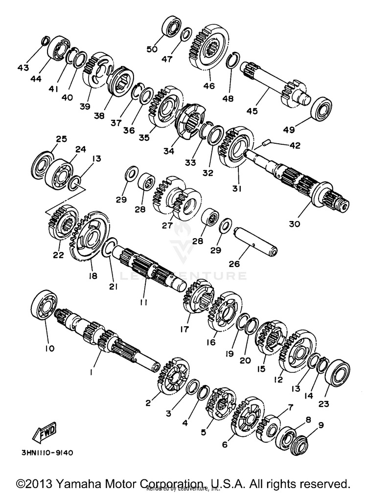 Transmission KODIAK 4WD - YFM400FWJ - 1997 Schematic