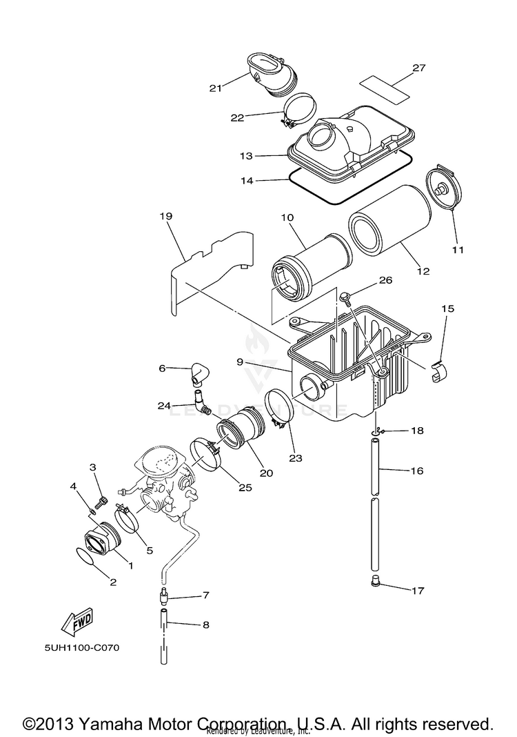 Intake Bruin 350 AUTO 4X4 - YFM350FAS - 2004 Schematic