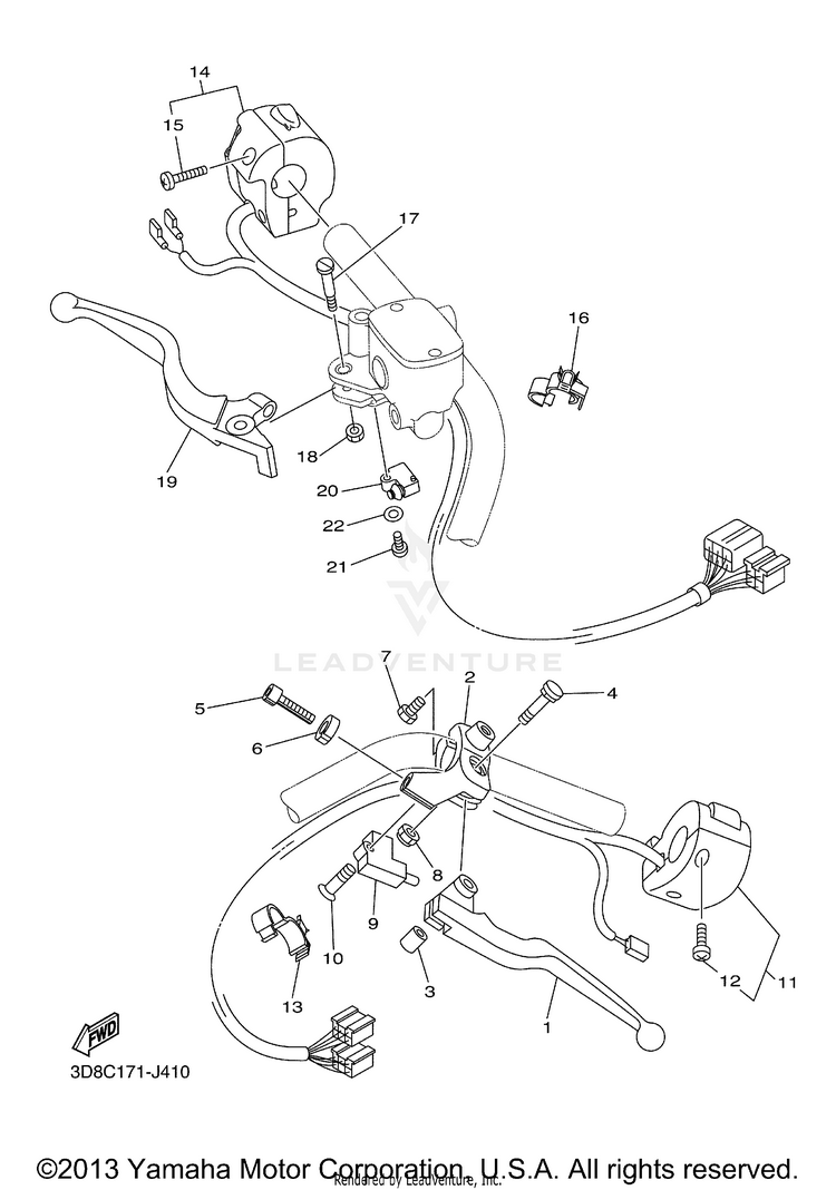 Handle Switch Lever V STAR 1300 TOURER - XVS13CTZCB - 2010 Schematic
