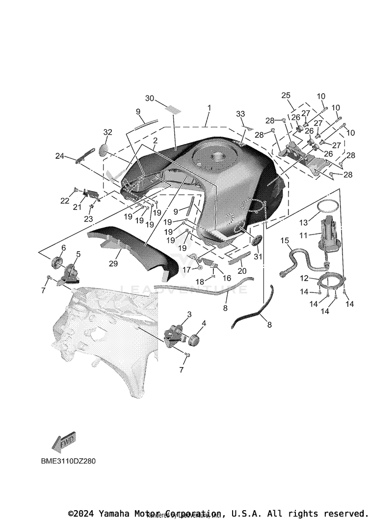 Fuel Tank MT09 - MT09RCB - 2024 Schematic