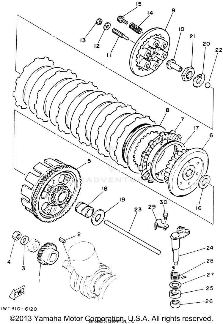 Clutch BANSHEE - YFZ350F - 1994 Schematic