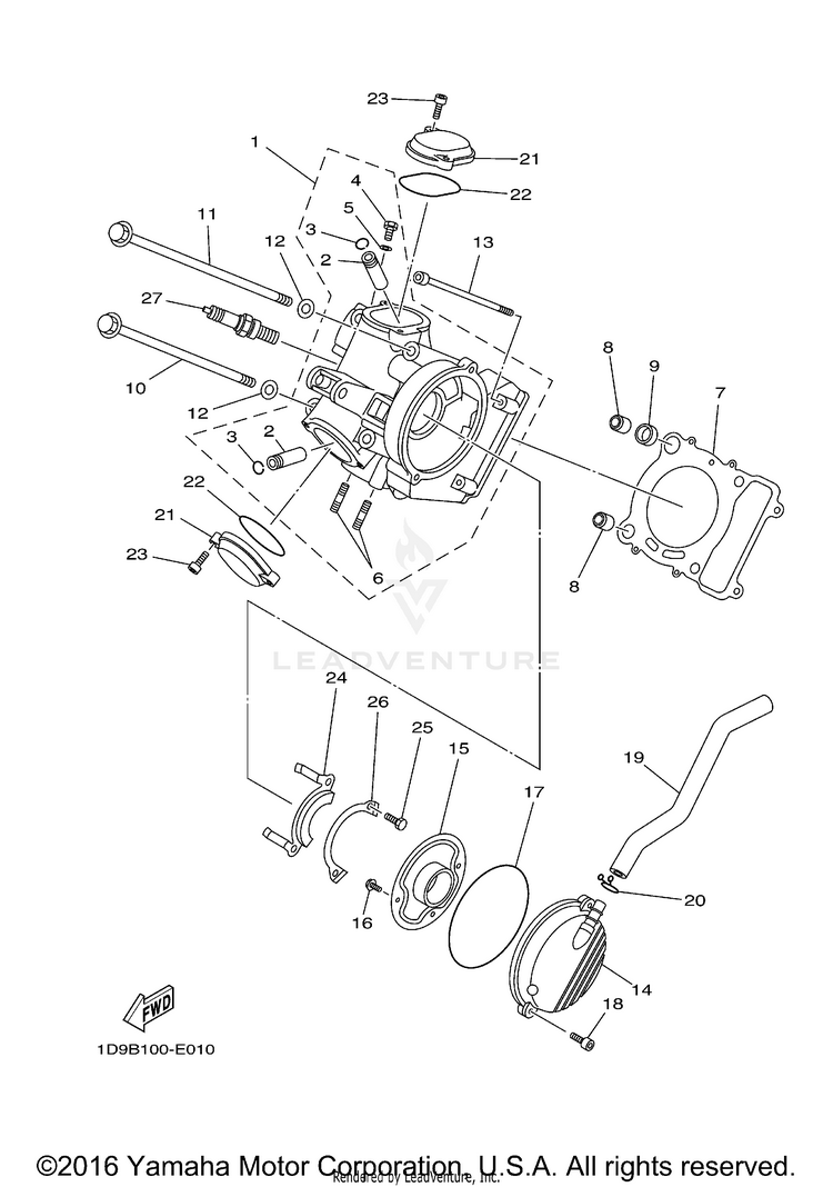 Cylinder Head GRIZZLY 400 4WD - YFM4FGX - 2008 Schematic