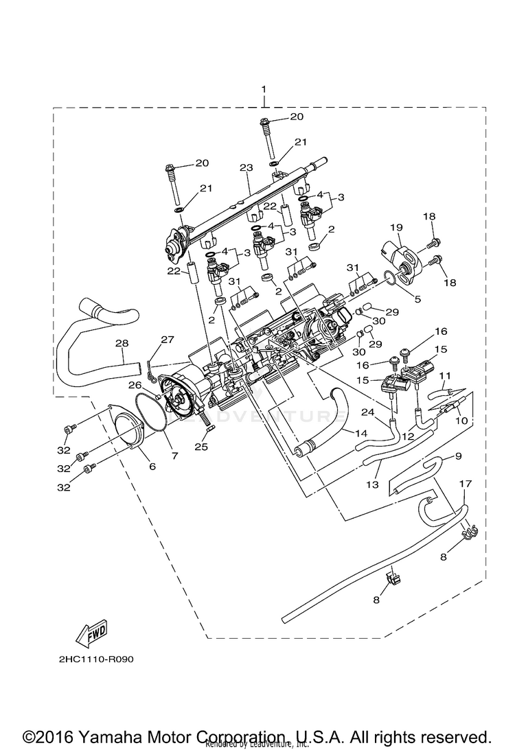 Throttle Body Assy 1 YXZ1000R EPS - YXZ10YMXHO - 2017 Schematic