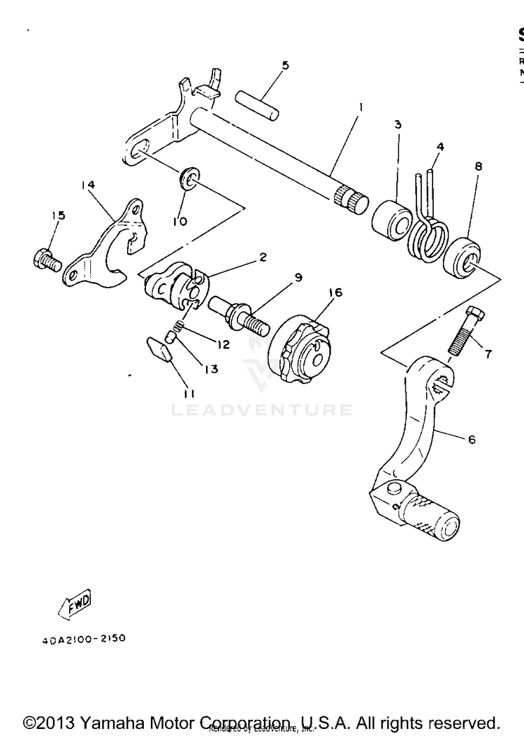 Shift Shaft YZ250E - 1993 Schematic