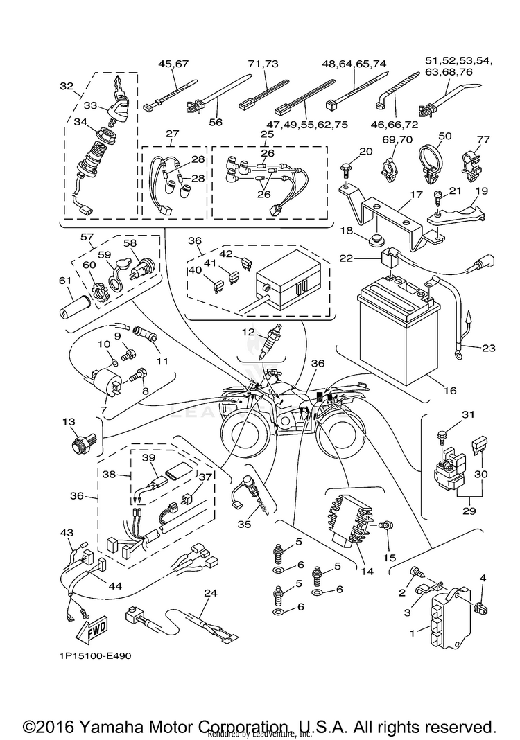 Electrical 1 KODIAK 400 4WD - YFM4FAV - 2006 Schematic