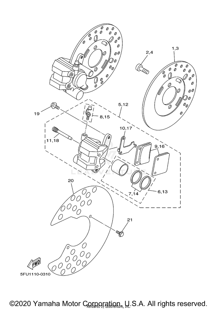 Front Brake BIG BEAR 2WD YFM400H - YFM400HN - 2001 Schematic