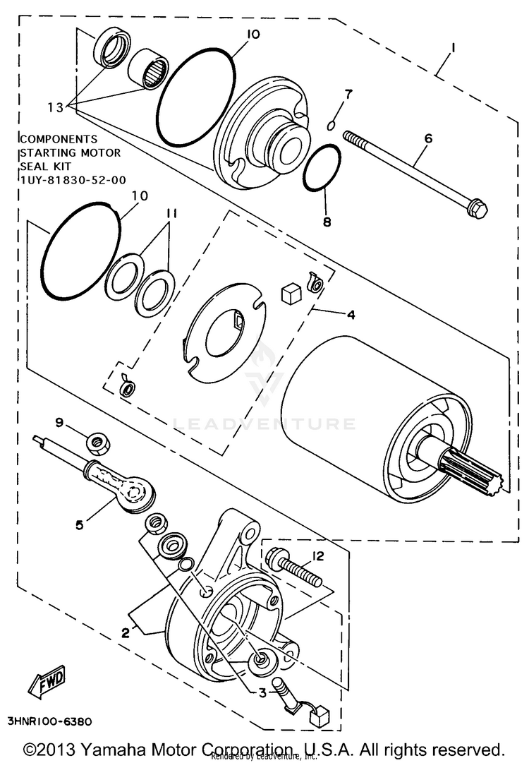 Starting Motor KODIAK 4WD - YFM400FWH - 1996 Schematic