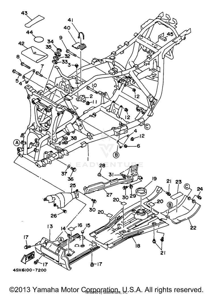 Frame 1 KODIAK 4WD - YFM400FWJ - 1997 Schematic
