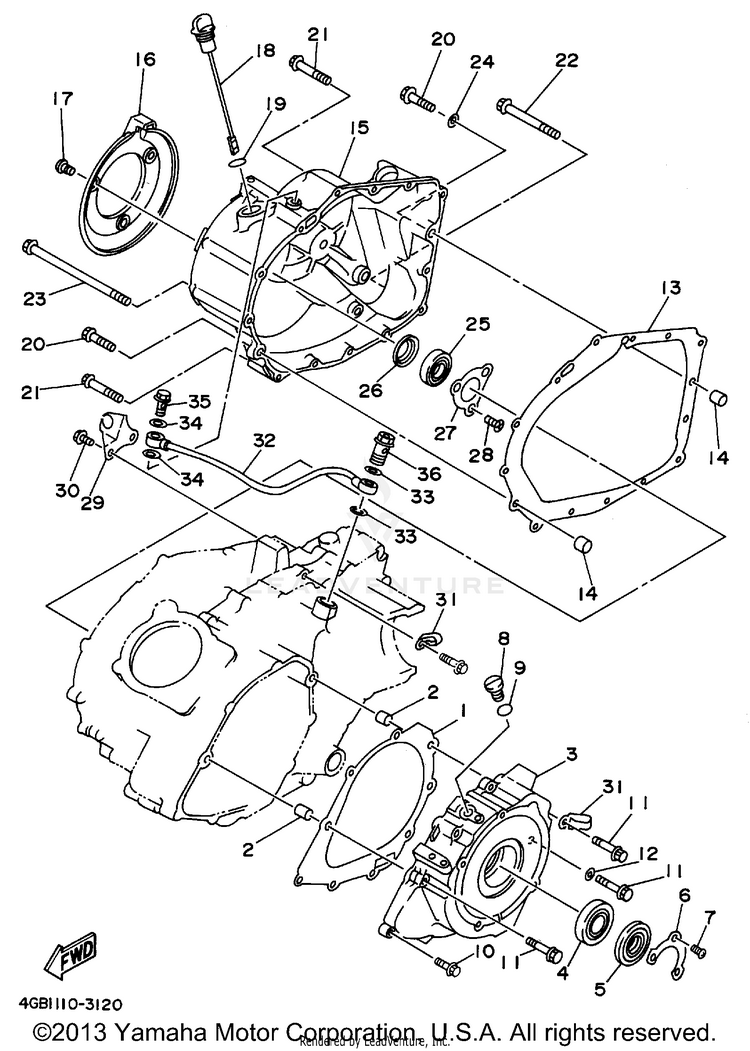 Crankcase Cover 1 KODIAK 4WD - YFM400FWF - 1994 Schematic