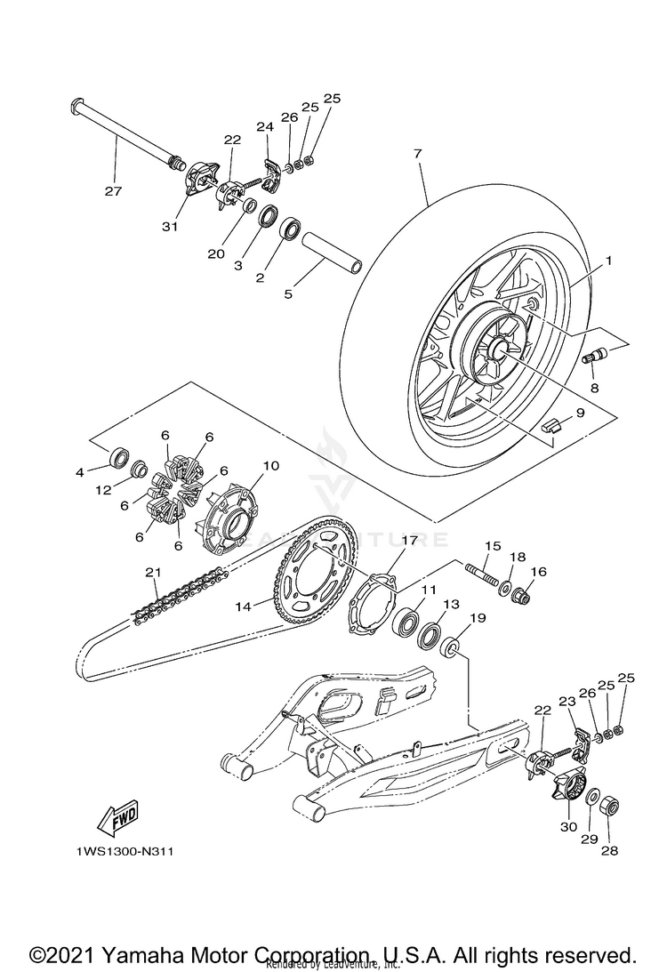 Rear Wheel FZ07 - FZ07FCGY - 2015 Schematic