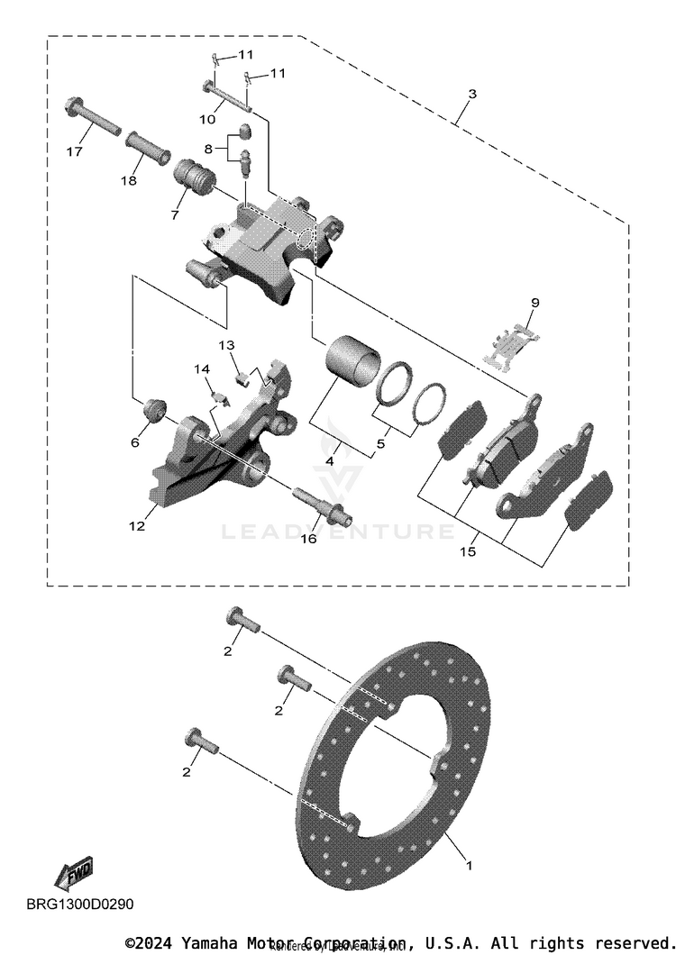 Rear Brake Caliper MT03 - MT03SCB - 2025 Schematic