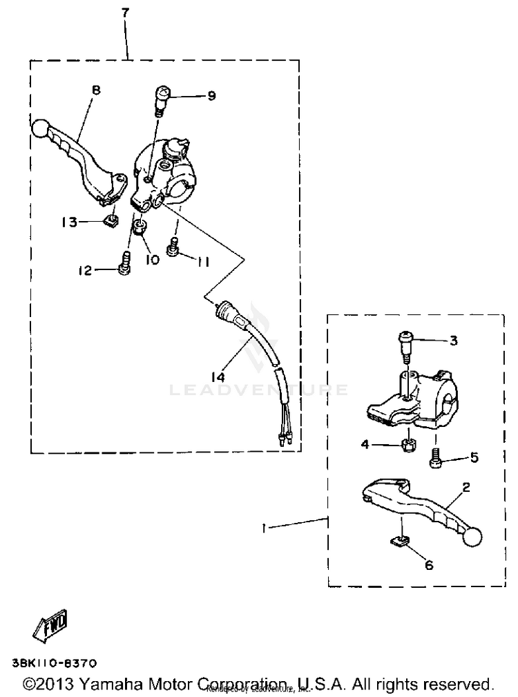 Handle Switch - Lever DT50L - 1988 Schematic