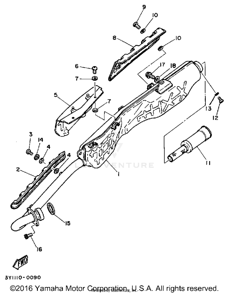 Exhaust XT250 - XT250H_198 - 1981 Schematic