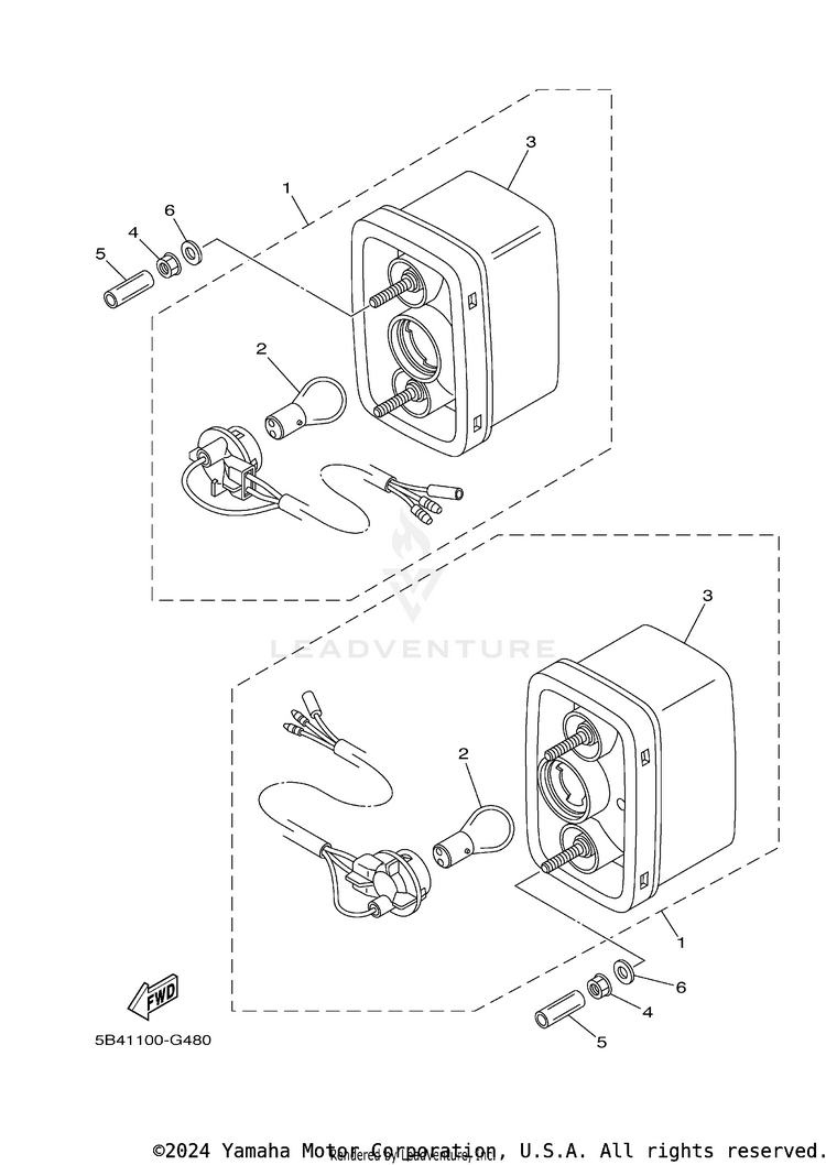 Taillight RHINO 700 FI SPORT E - YXR7FSP2Y - 2009 Schematic