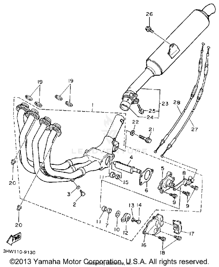 Exhaust FZR600RAC - 1990 Schematic