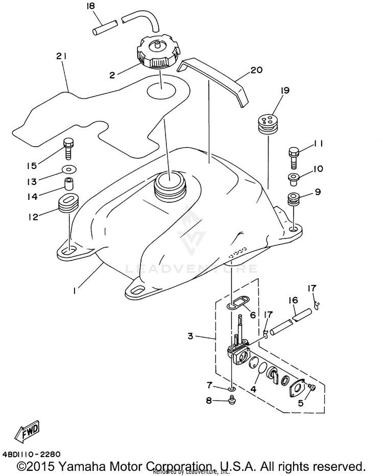 Fuel Tank BEAR TRACKER 2WD_REALTREE - YFM250XHP - 2002 Schematic