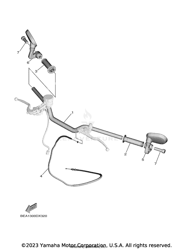 Steering Handle & Cable XSR900 - XSR900NCB - 2022 Schematic
