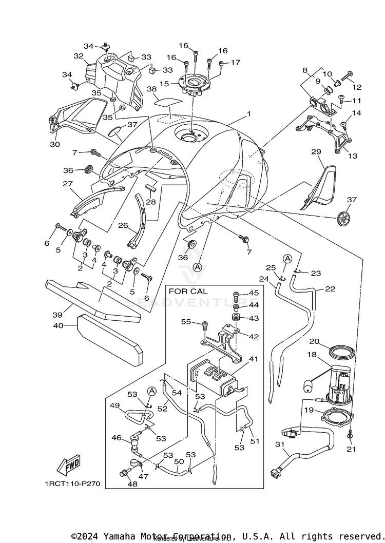 Fuel Tank FZ09 CA - FZ09FCGY - 2015 Schematic