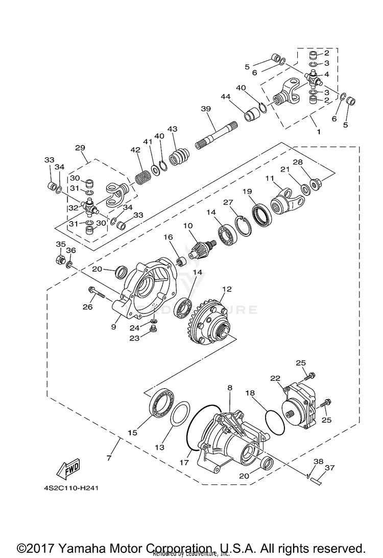 Front Differential GRIZZLY 350 IRS 4WD - YFM35FGIZG - 2010 Schematic