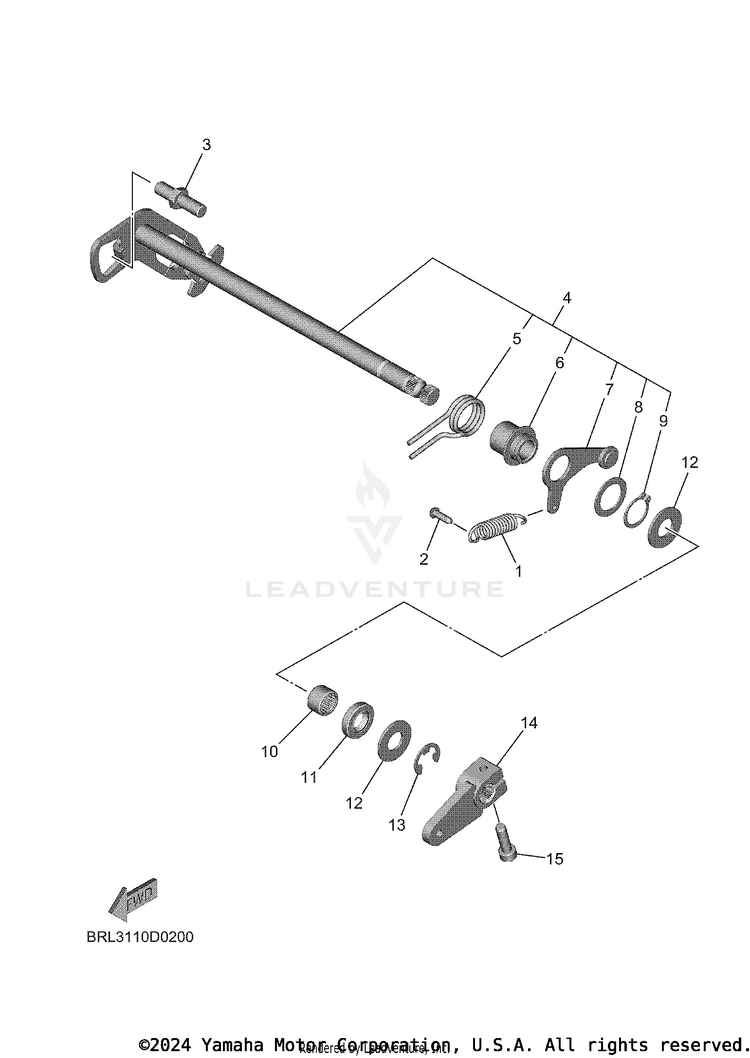 Shift Shaft TENERE 700 WORLD RAI - XTZ7WRTCB - 2026 Schematic