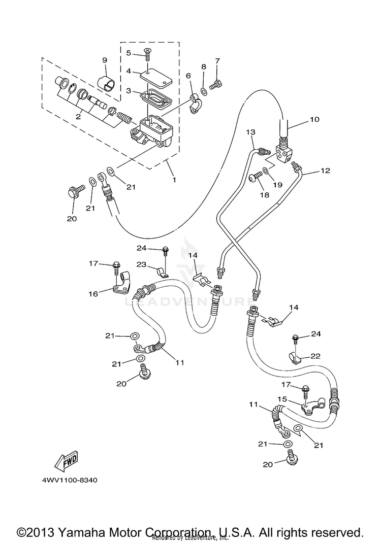 Front Master Cylinder GRIZZLY YFM600FHN GRIZZLY REALTREE HUNTER - YFM600FHN - 2001 Schematic
