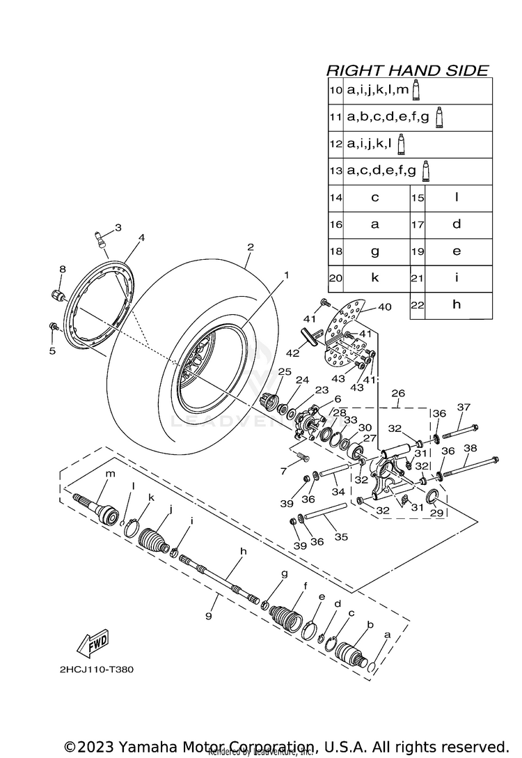 Rear Wheel 2 YXZ1000R EPS SS SE - YXZ10YESJL - 2018 Schematic