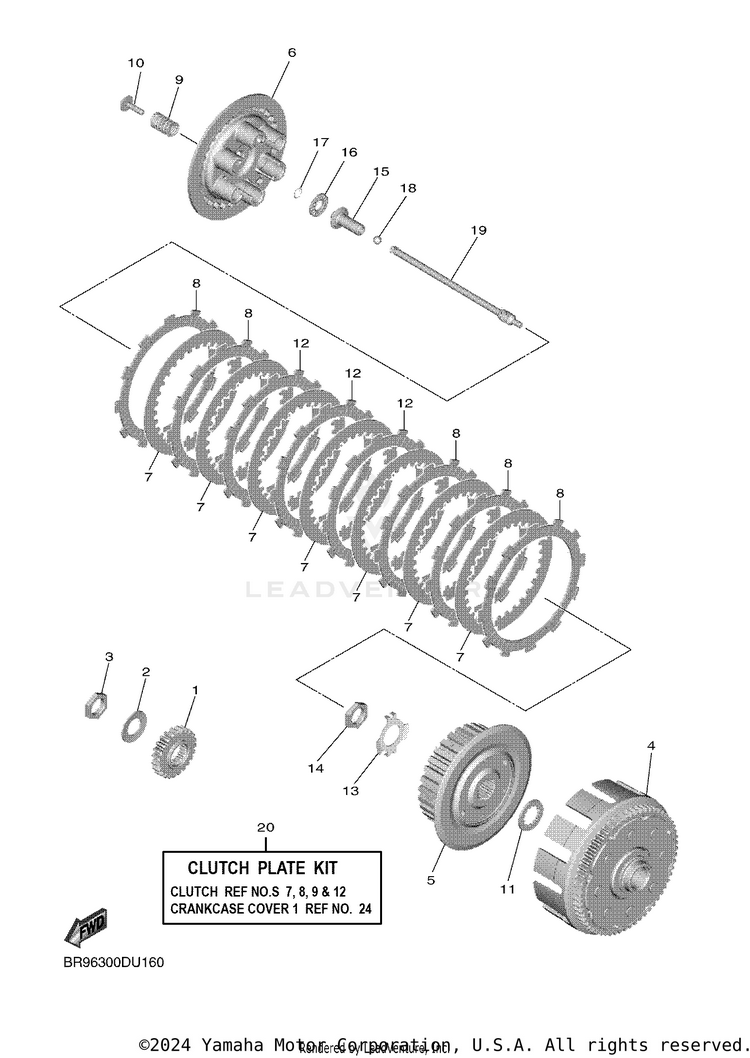 Clutch YZ450F - YZ450FLGY - 2020 Schematic