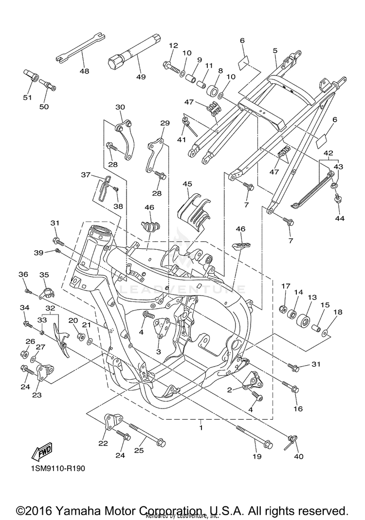 Frame YZ250F - YZ250FG - 2016 Schematic