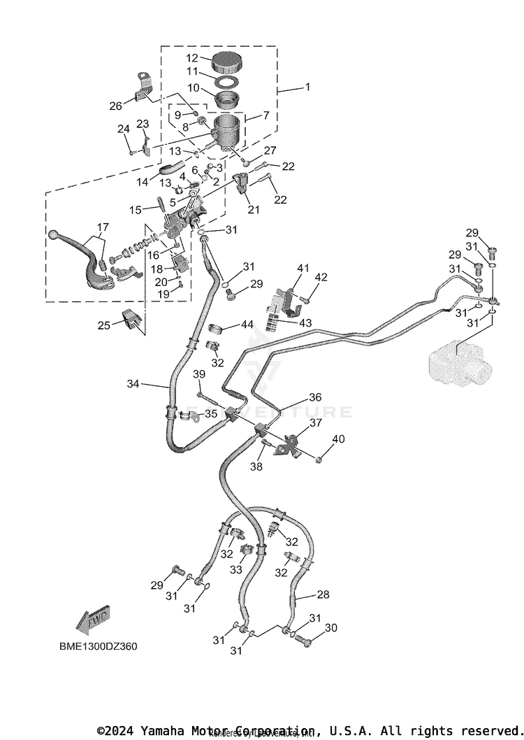 Front Master Cylinder MT09 - MT09RCB - 2024 Schematic