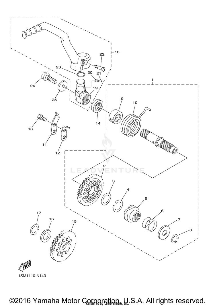 Starter YZ250F - YZ250FG - 2016 Schematic