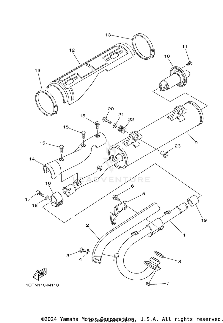 Exhaust GRIZZLEY 450 HUNTING - YFM450DAEH - 2014 Schematic
