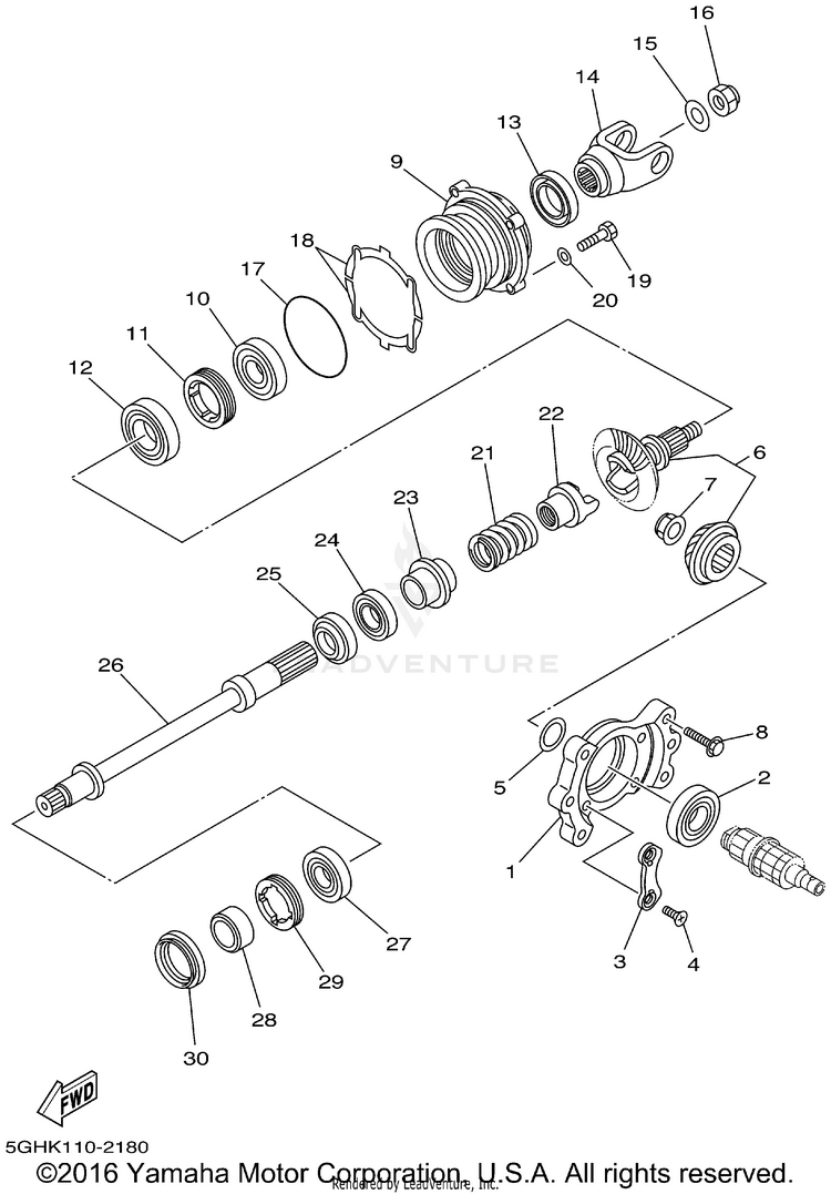 Middle Drive Gear KODIAK 4WD - YFM400FAP - 2002 Schematic