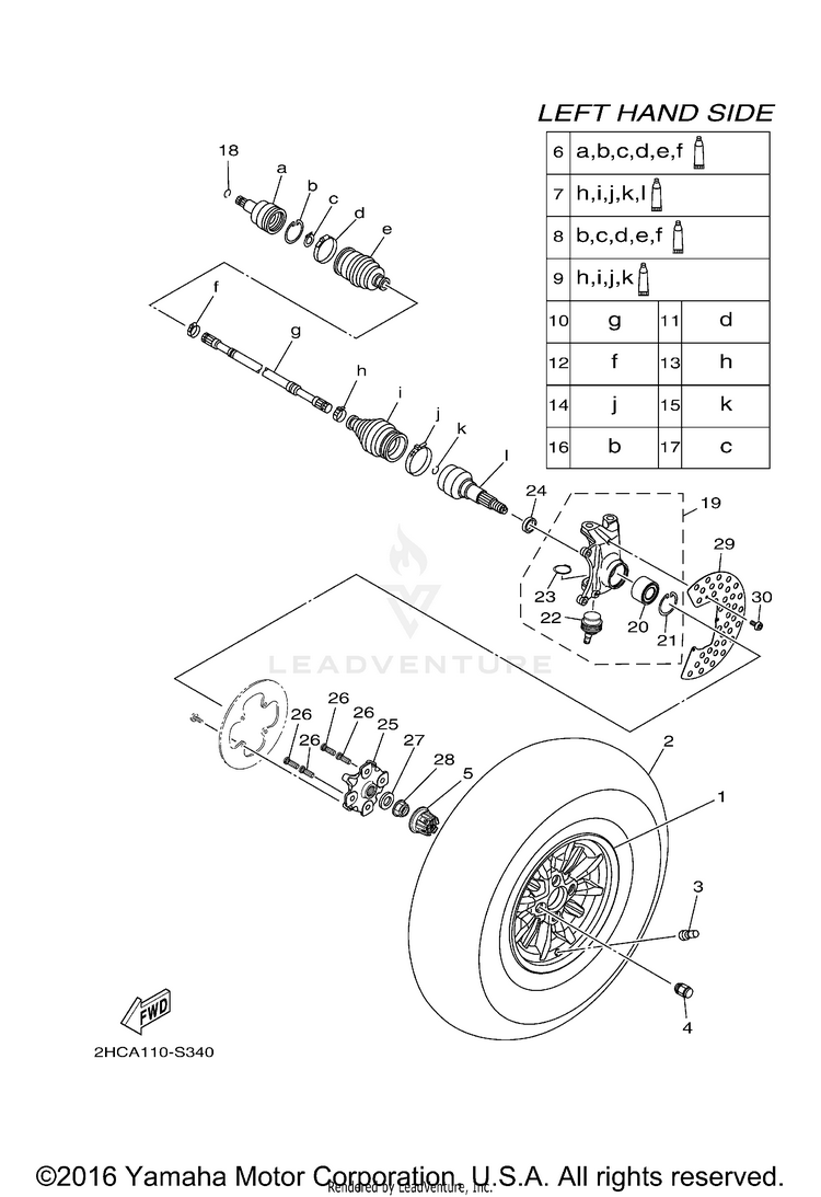 Front Wheel YXZ1000R EPS - YXZ10YMXHO - 2017 Schematic