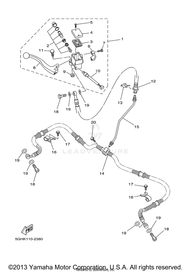 Front Master Cylinder KODIAK 400 4WD - YFM400FAR - 2003 Schematic