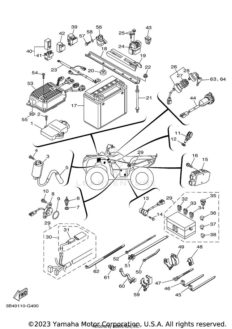 Electrical 1 GRIZZLY 700 POWER STEERING - YFM7FGPXGR - 2008 Schematic