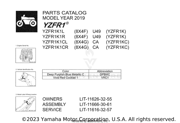 1 Title Page YZFR1 - YZFR1K1CL - 2019 Schematic