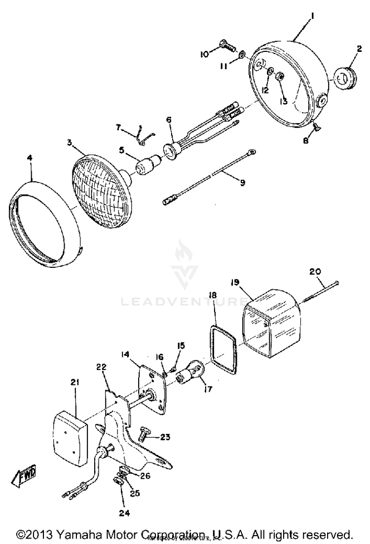 Head Lamp & Tail Lamp (Jt1l) JT1 - 1971 Schematic