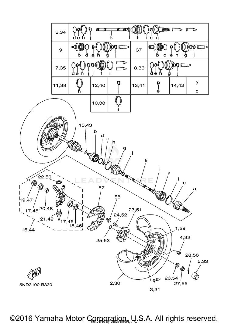 Front Wheel KODIAK 450 4X4 HARDWOODS - YFM45FAHS - 2004 Schematic