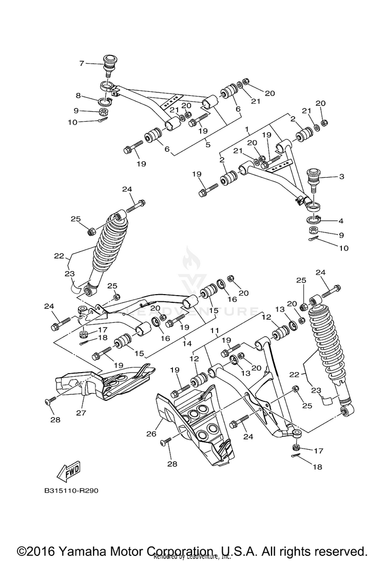 Front Suspension Wheel GRIZZLY EPS 4WD LTD EDITION - YFM70GPLGR - 2016 Schematic