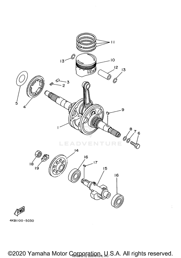 Crankshaft Piston BIG BEAR 4WD_REALTRE - YFM400FHN - 2001 Schematic
