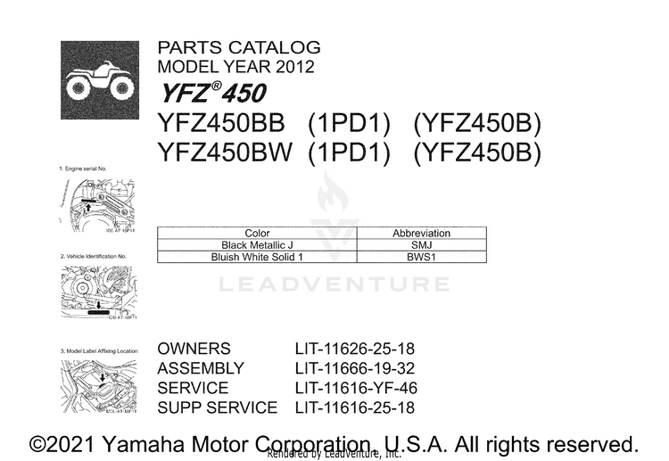 1 Title Page YFZ450 - YFZ45BB - 2012 Schematic