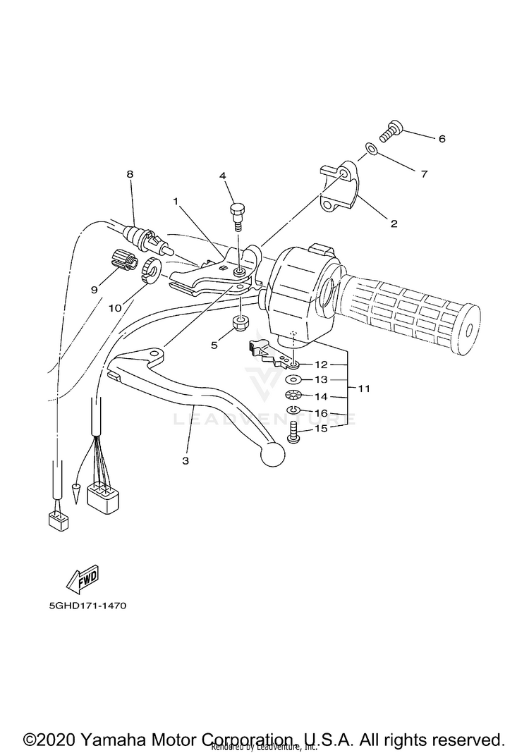 Handle Switch Lever KODIAK 4WD HUNTER - YFM400FAHN - 2001 Schematic